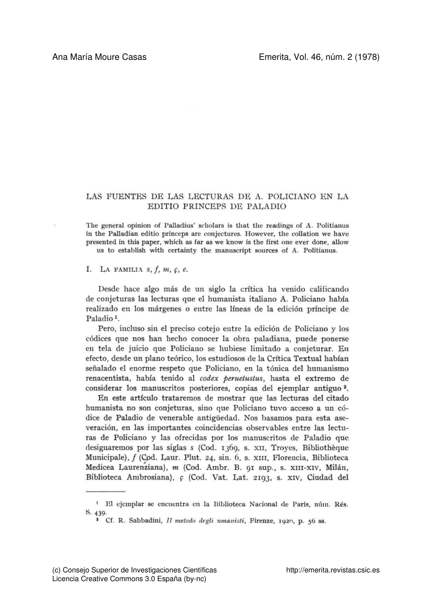 (PDF) Las fuentes de las lecturas de A. Policiano en la editio princeps ...