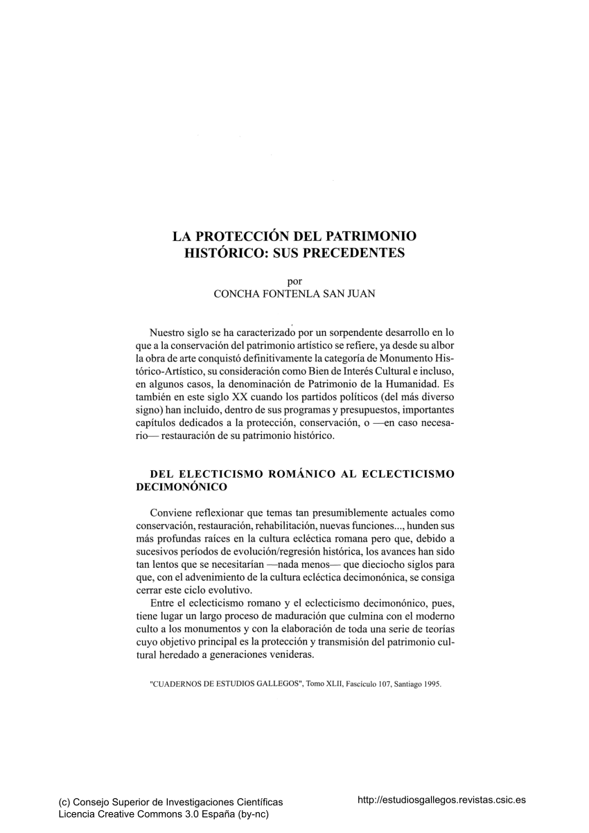 Pdf La Protección Del Patrimonio Histórico Sus Precedentes 2741