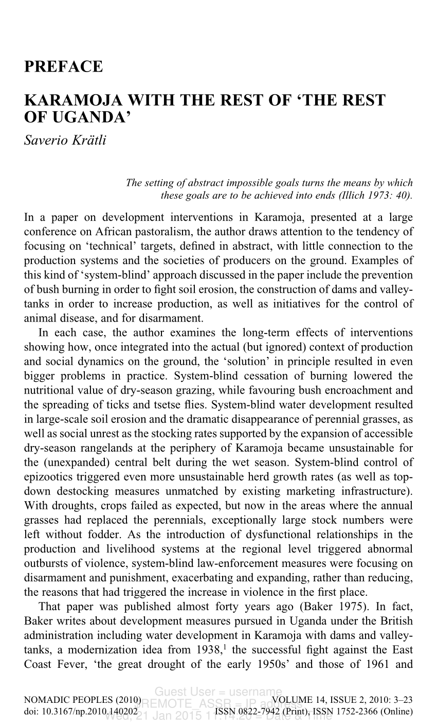 PDF) Karamoja with the Rest of 'The Rest of Uganda