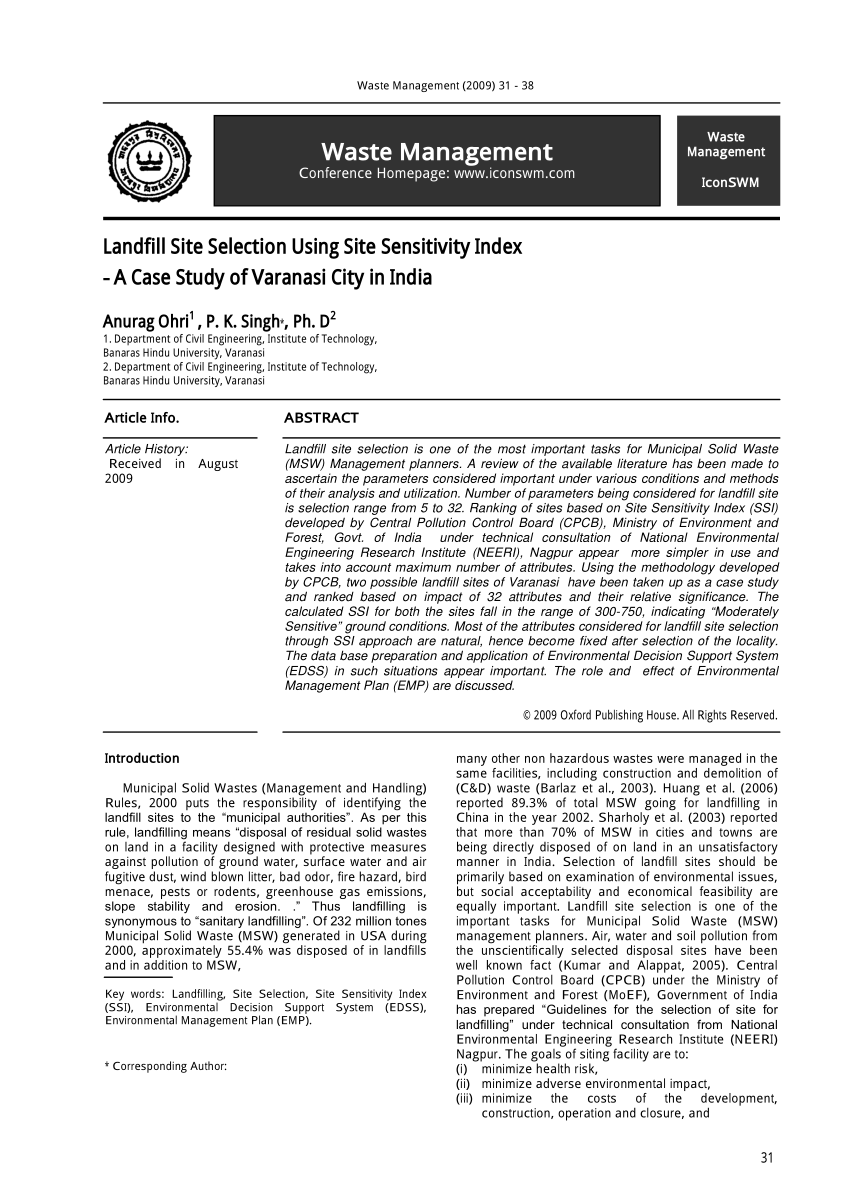 landfill case study in india