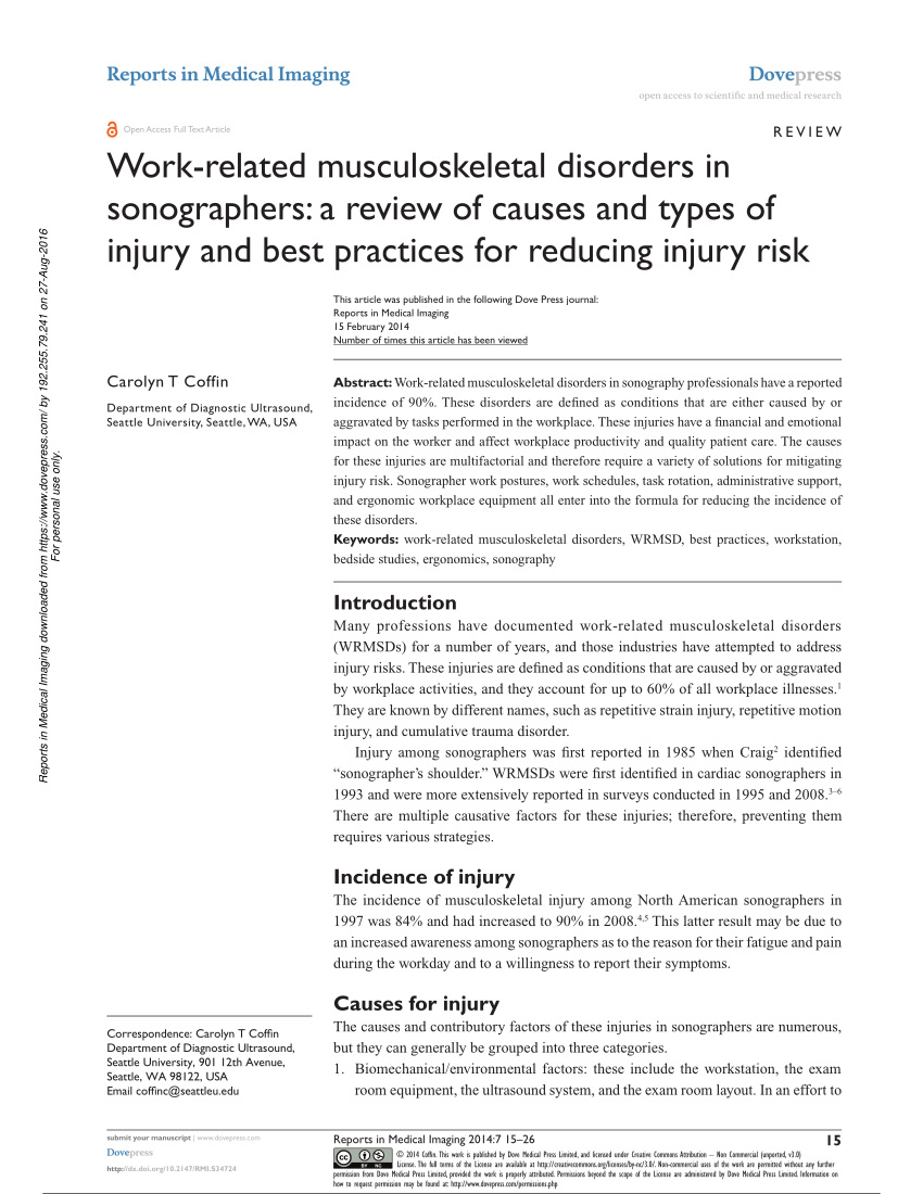 Pdf Work Related Musculoskeletal Disorders In Sonographers A Review