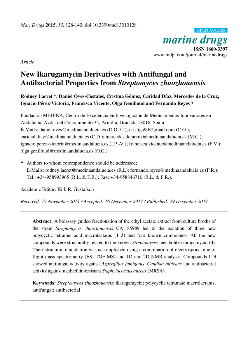 Pdf New Ikarugamycin Derivatives With Antifungal And Antibacterial Properties From Streptomyces Zhaozhouensis