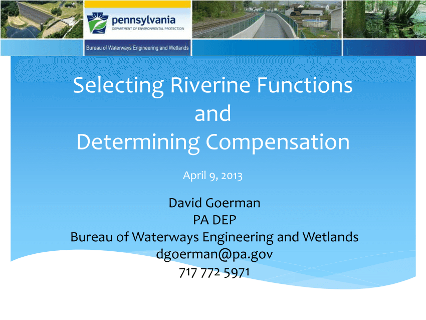 Pdf Selecting Riverine Functions And Determining Compensation