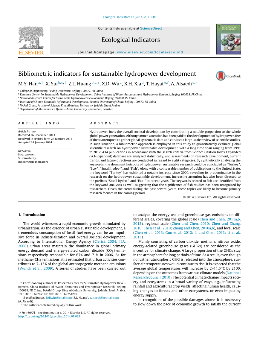 Pdf Bibliometric Indicators For Sustainable Hydropower Development