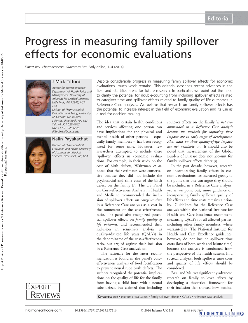 (PDF) Progress in measuring family spillover effects for economic