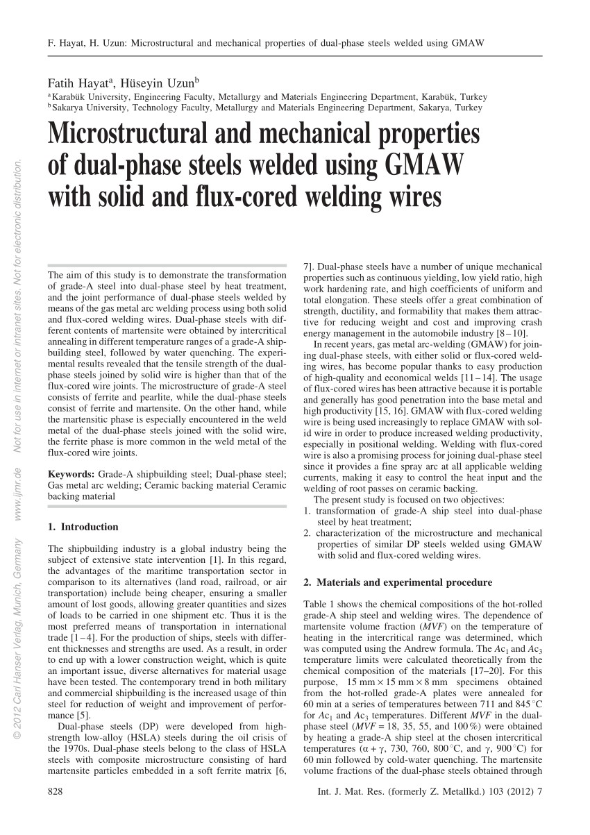 Pdf Microstructural And Mechanical Properties Of Dual Phase