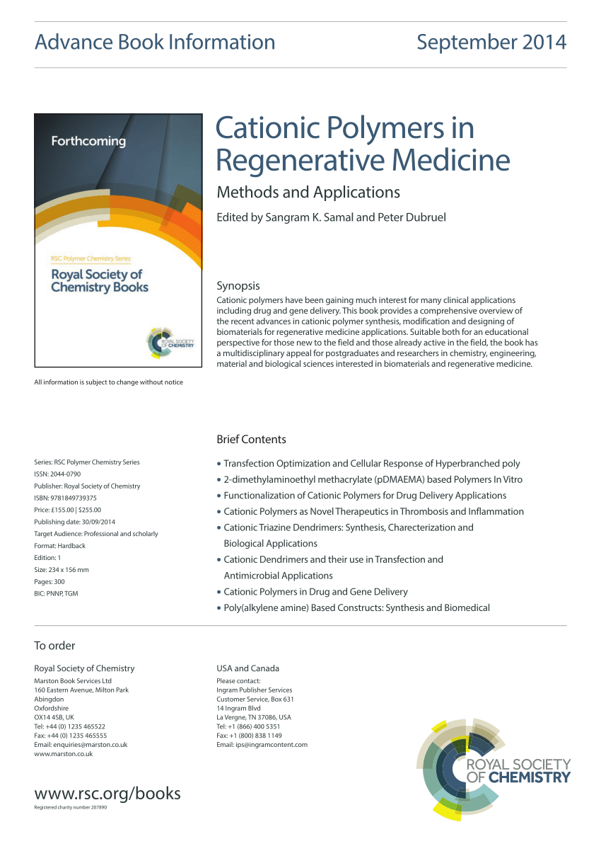 Cationic Polymers In Regenerative Medicine Pdf Download