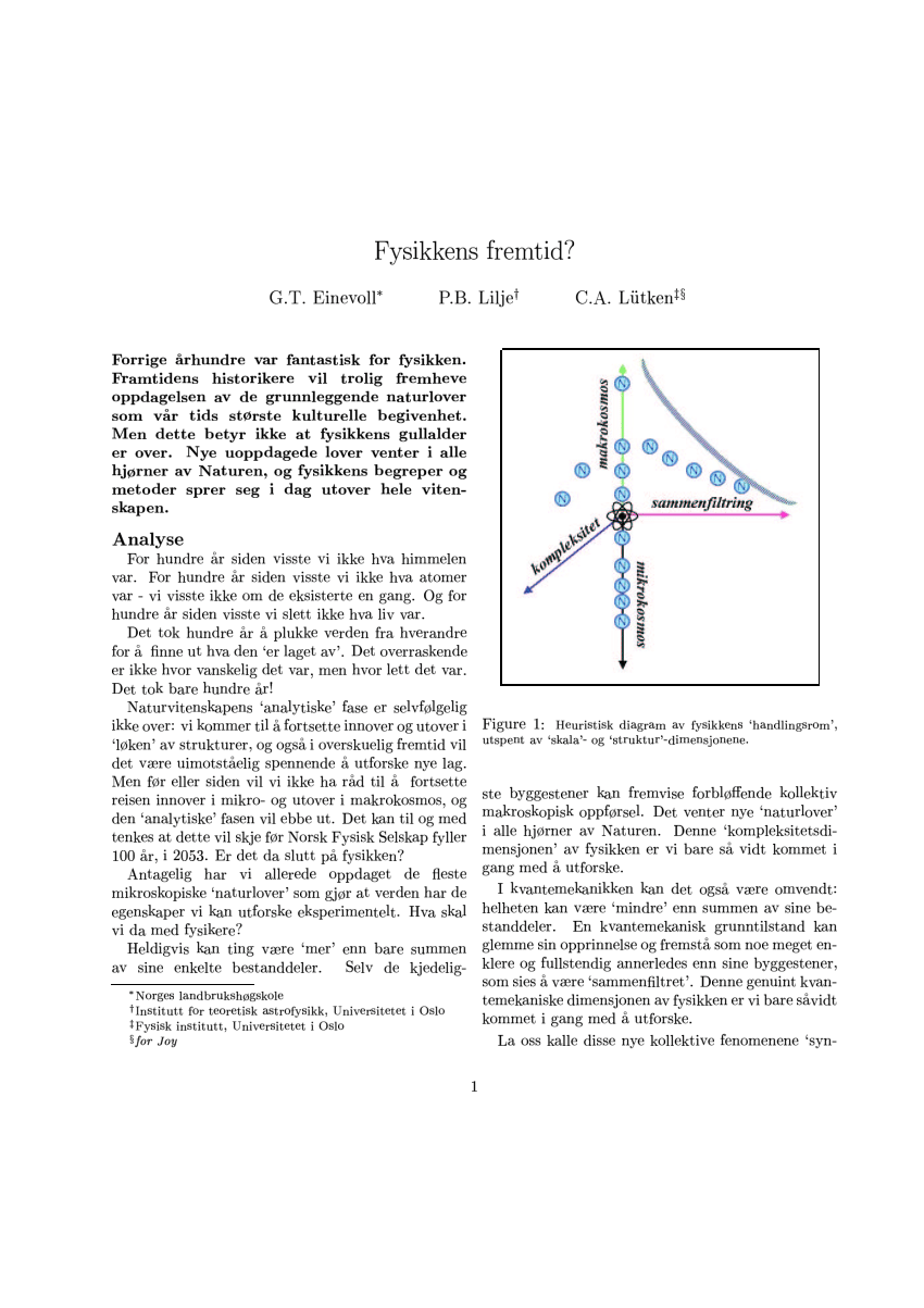 (PDF) Fysikkens fremtid?