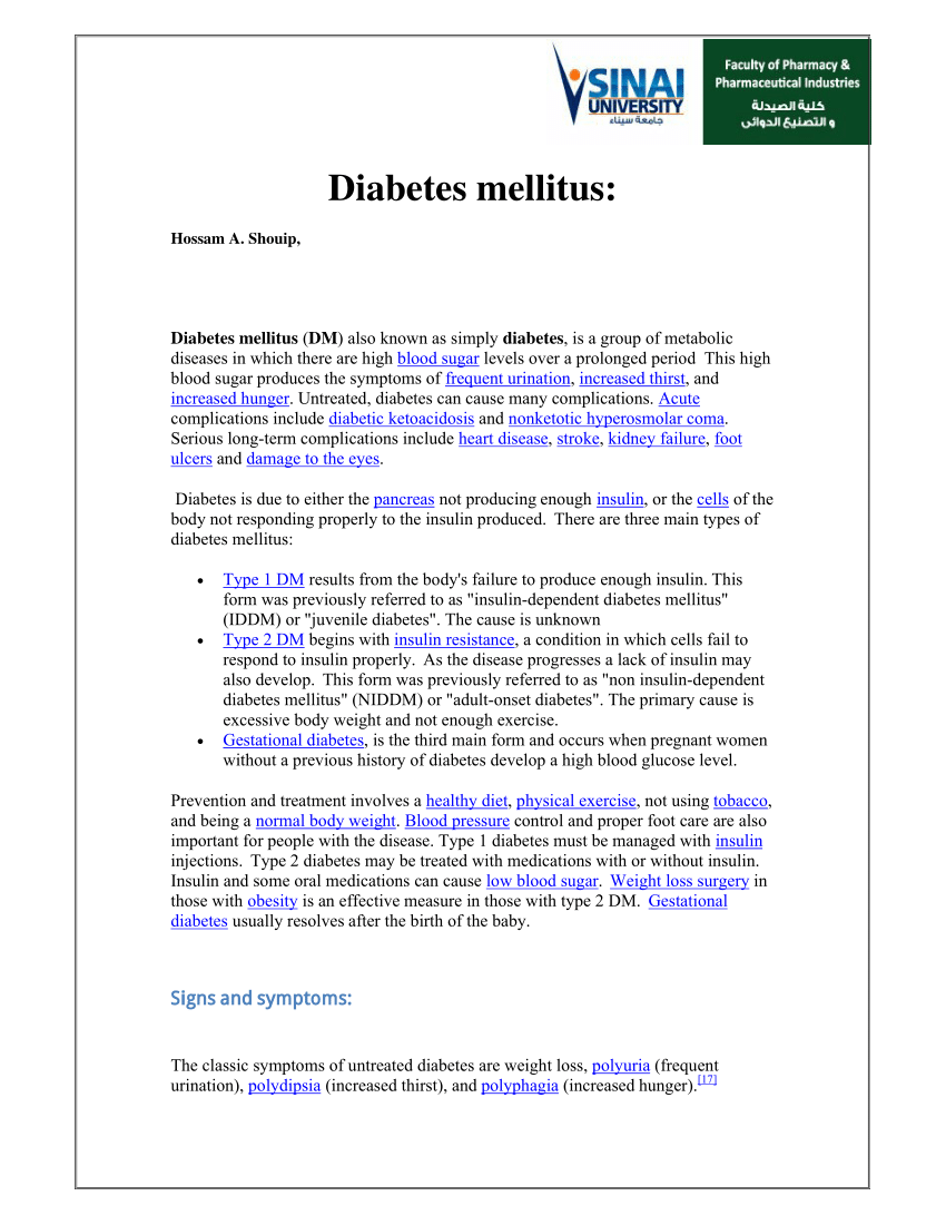 abstract of diabetes mellitus