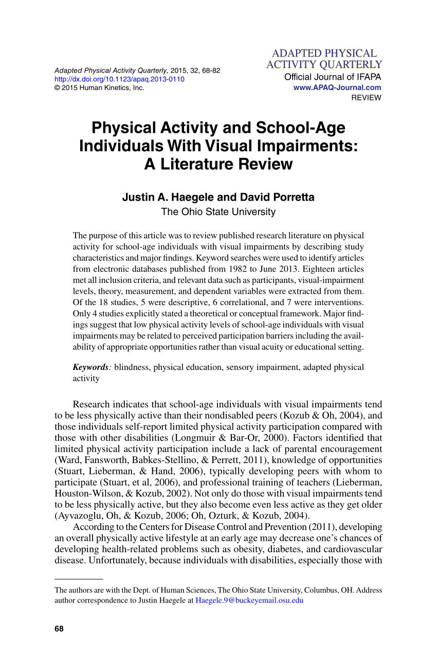 literature review on physical activity