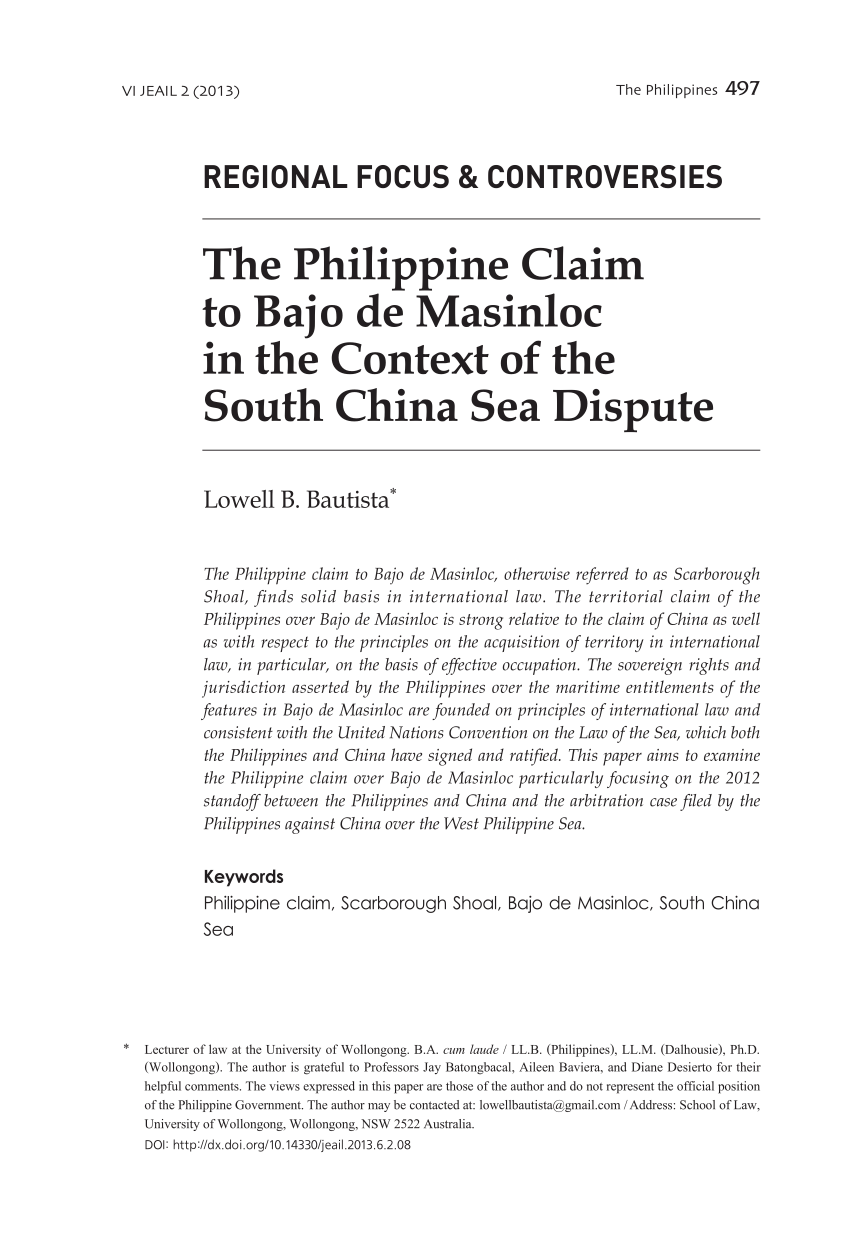 Position Paper About West Philippine Sea