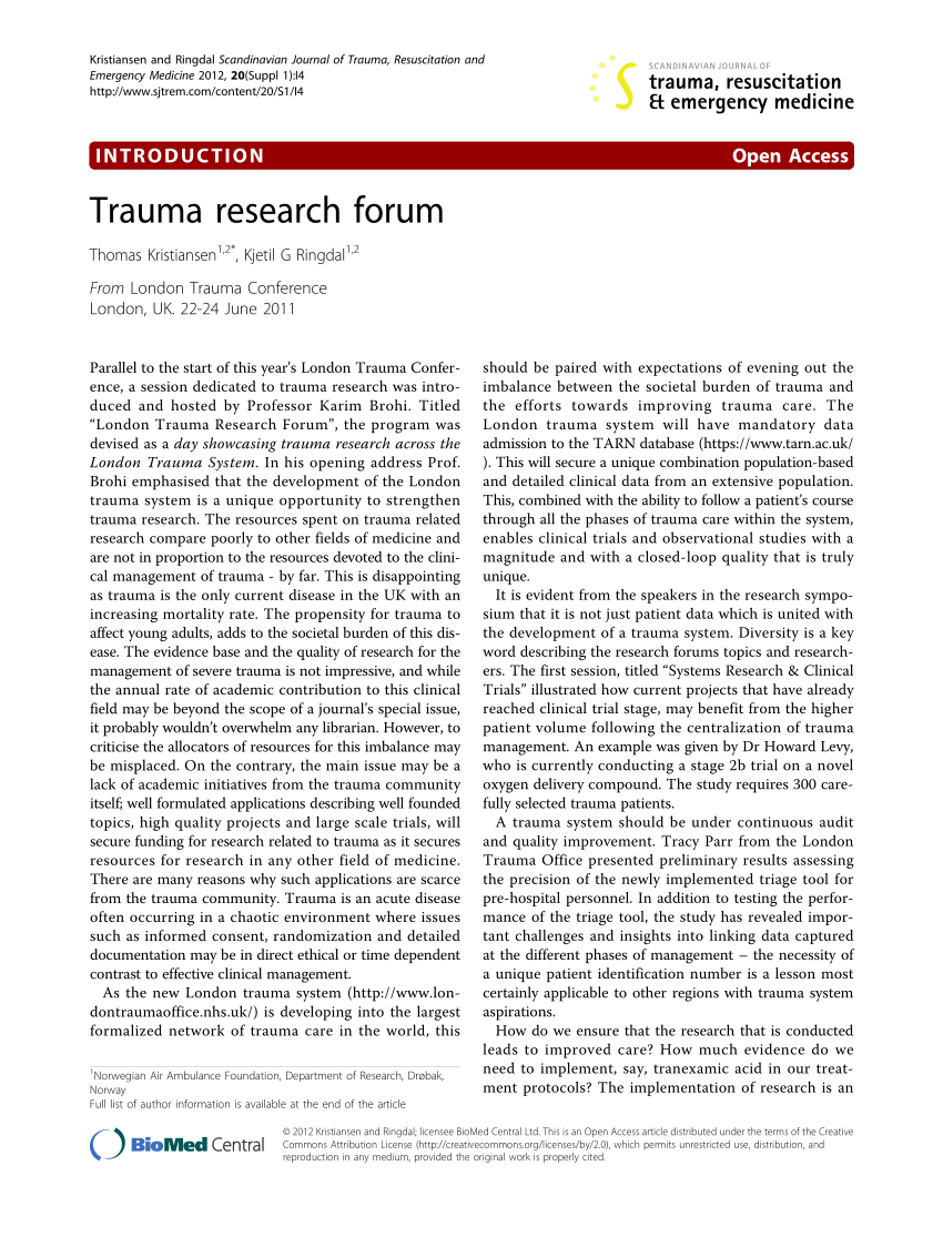 research papers on trauma
