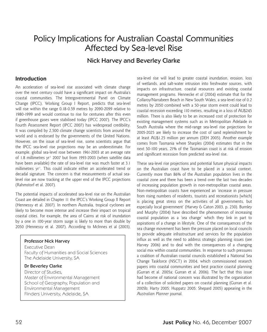 (PDF) Policy implications for Australian Coastal Communities affected ...