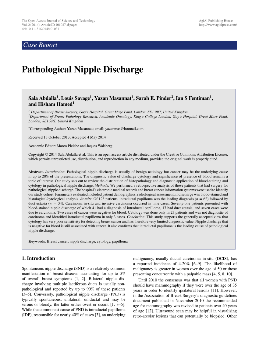 Nipple discharge Information