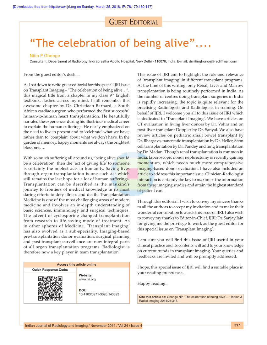 (PDF) "The celebration of being alive"....