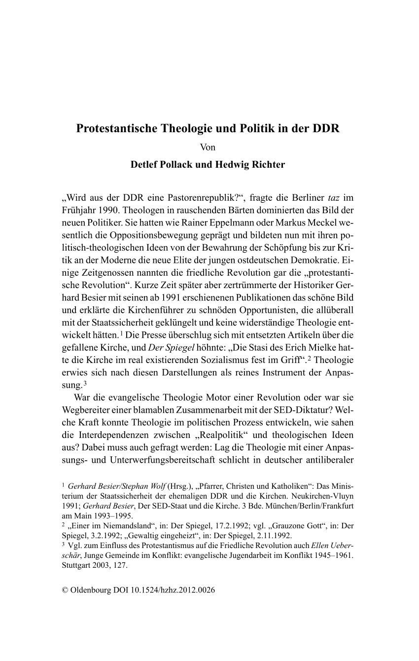 PDF Protestantische Theologie und Politik in der DDR