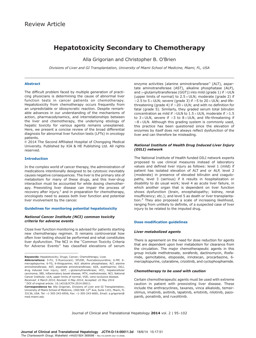 (PDF) Hepatotoxicity Secondary to Chemotherapy