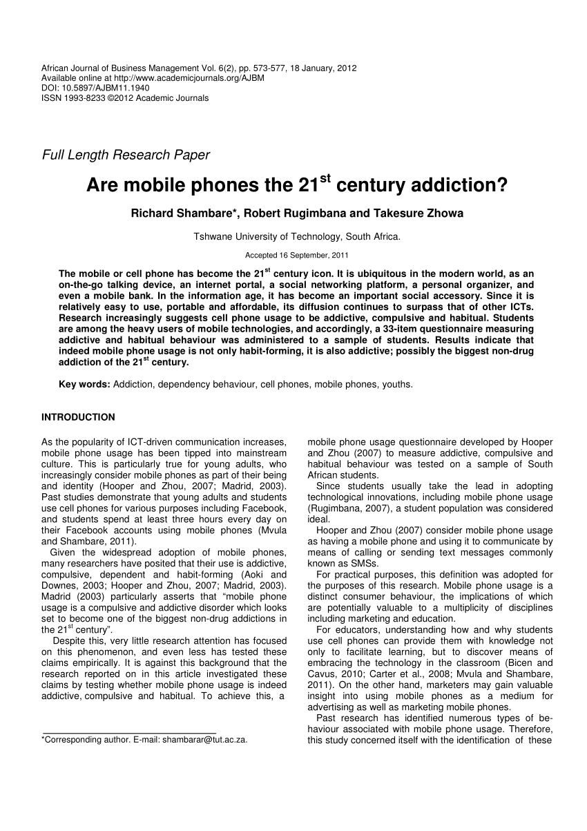 Research paper about mobile phones