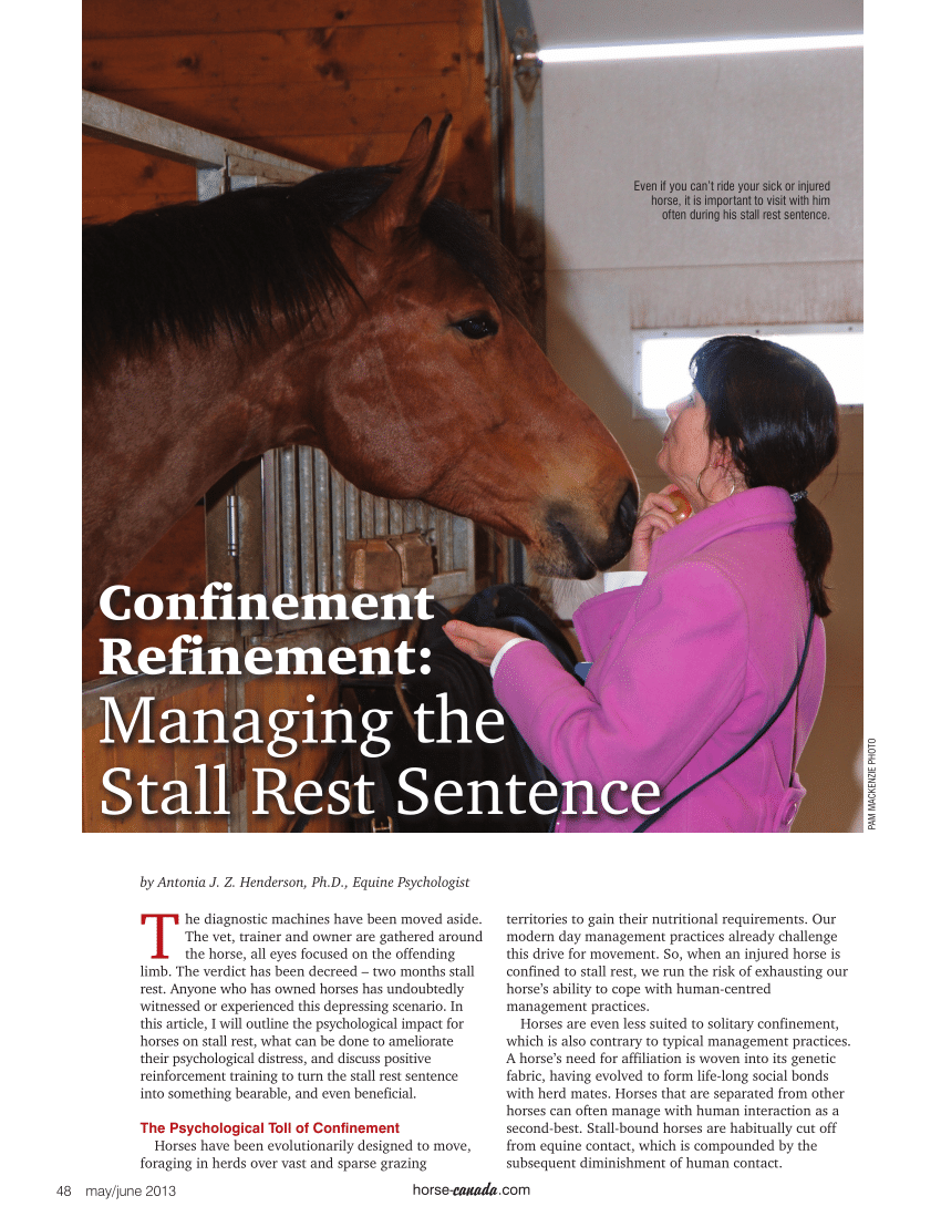 (PDF) Confinement refinement Managing the stall rest sentence