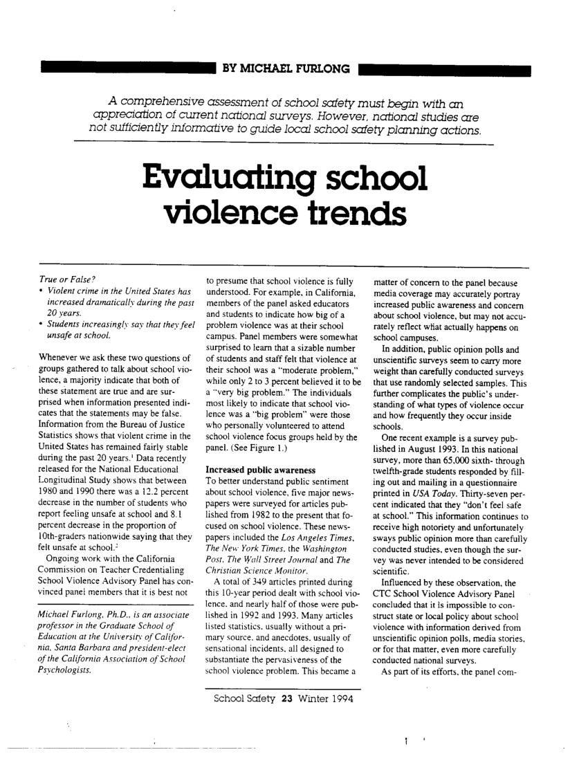 literature review of violence in schools