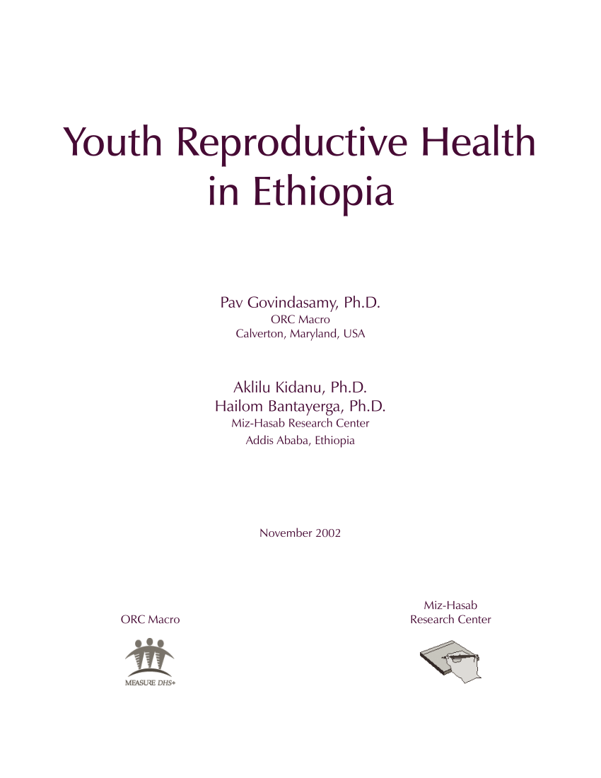 Pdf Youth Reproductive Health In Ethiopia