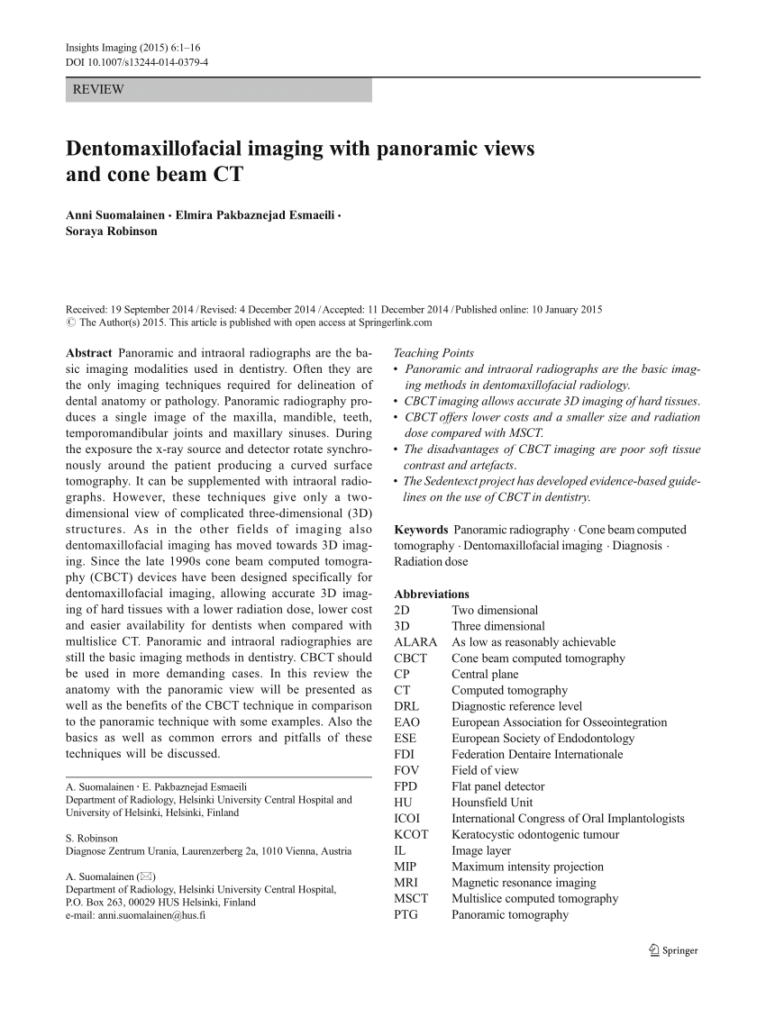 PDF) Dentomaxillofacial imaging with panoramic views and cone beam CT