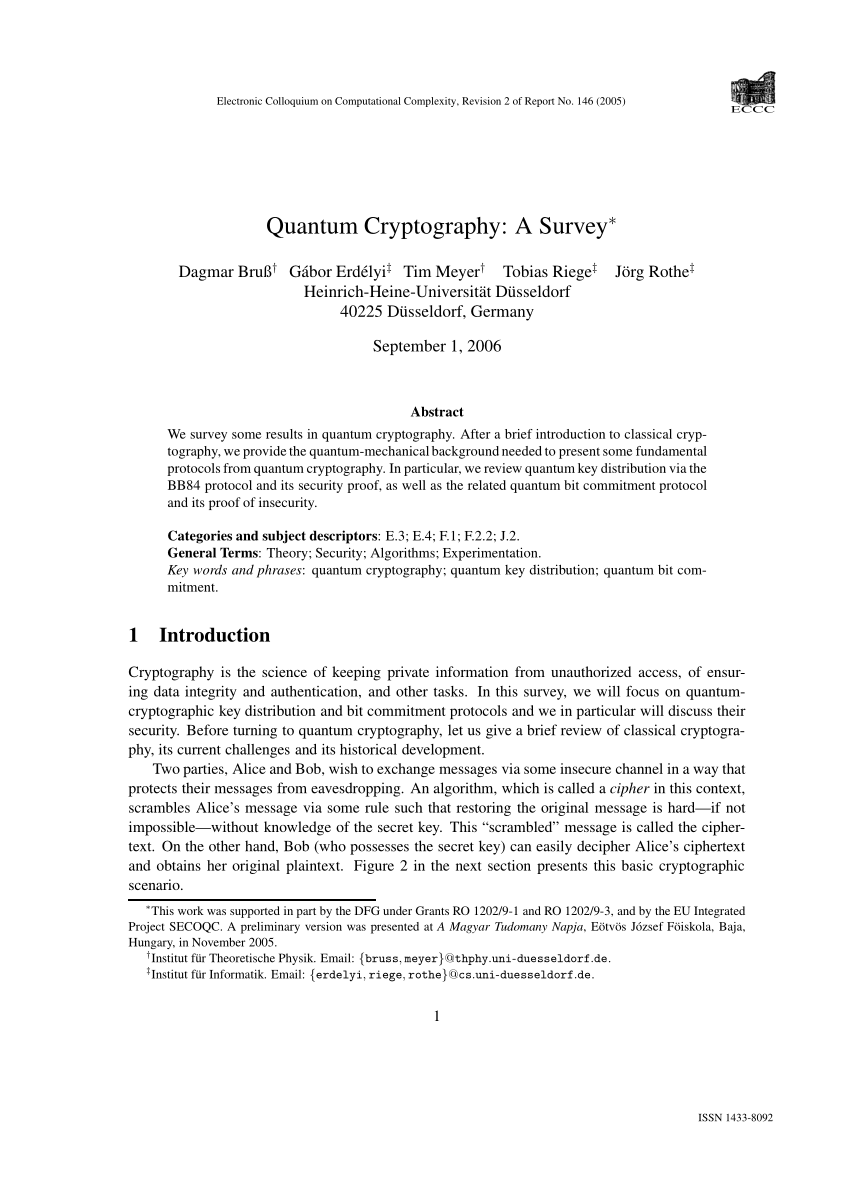 recent research papers on cryptography