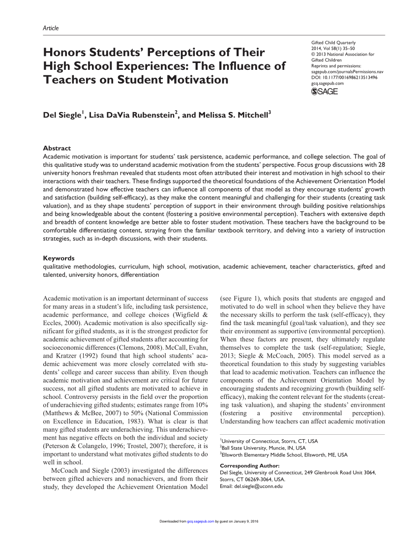 research articles on student motivation