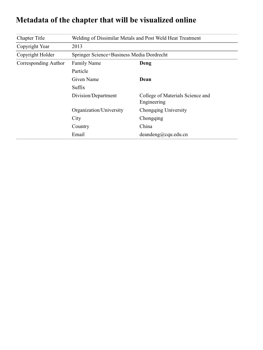 Pdf Welding Of Dissimilar Metals And Post Weld Heat Treatment