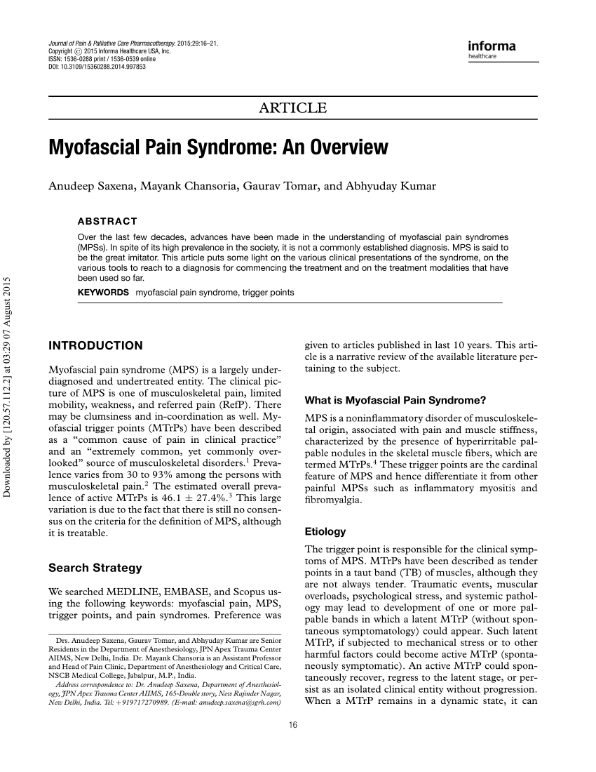 research papers on myofascial pain