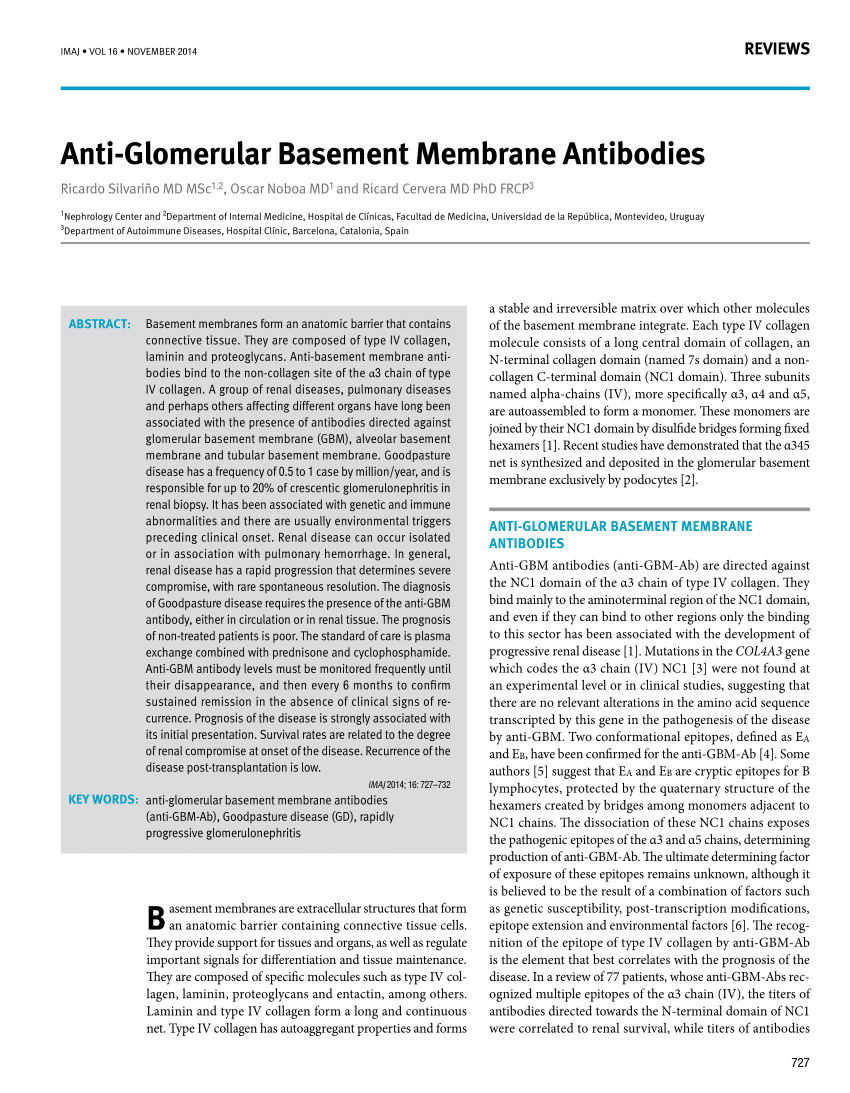 (PDF) Anti-Glomerular Basement Membrane Antibodies