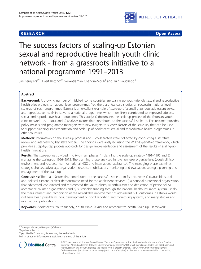 PDF The success factors of scaling up Estonian sexual and