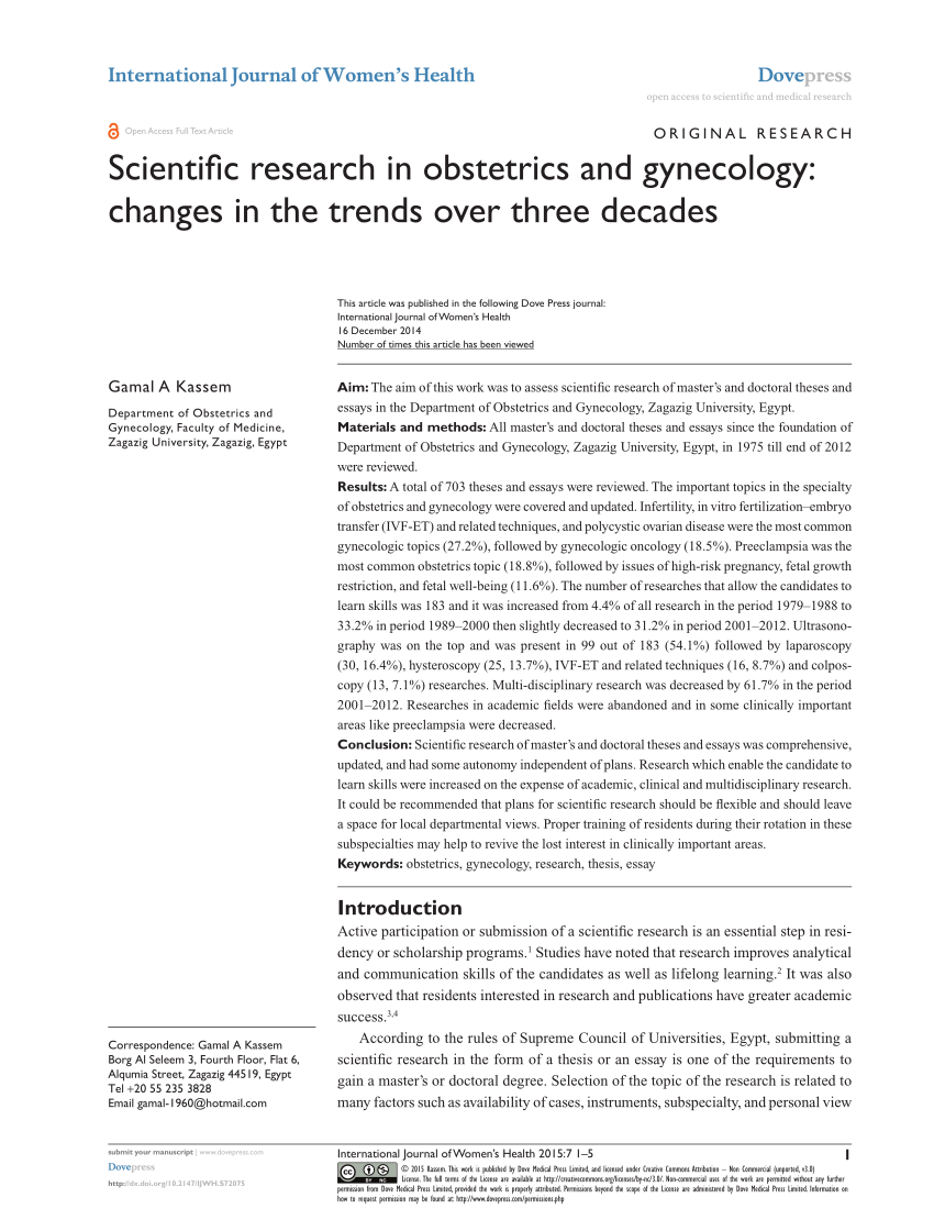 research article about gynecology