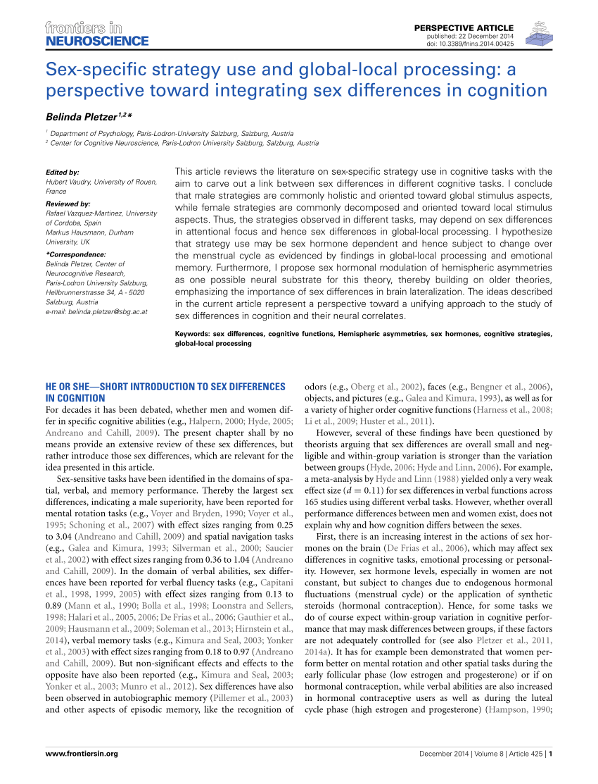 Pdf Sex Specific Strategy Use And Global Local Processing A Perspective Toward Integrating 6978