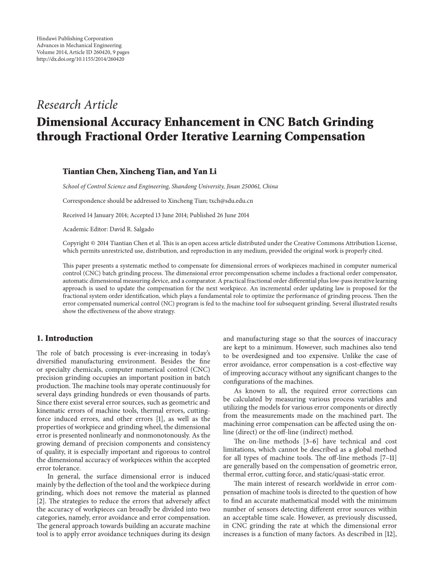 (PDF) Dimensional Accuracy Enhancement in CNC Batch Grinding 
