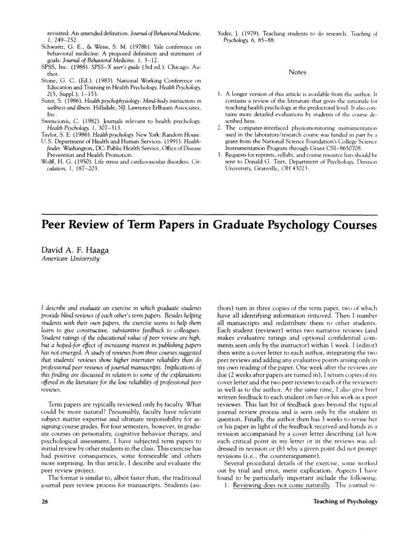 graduate psychology research paper