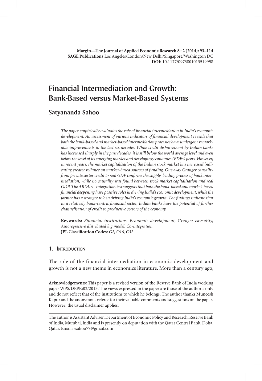 financial intermediation thesis