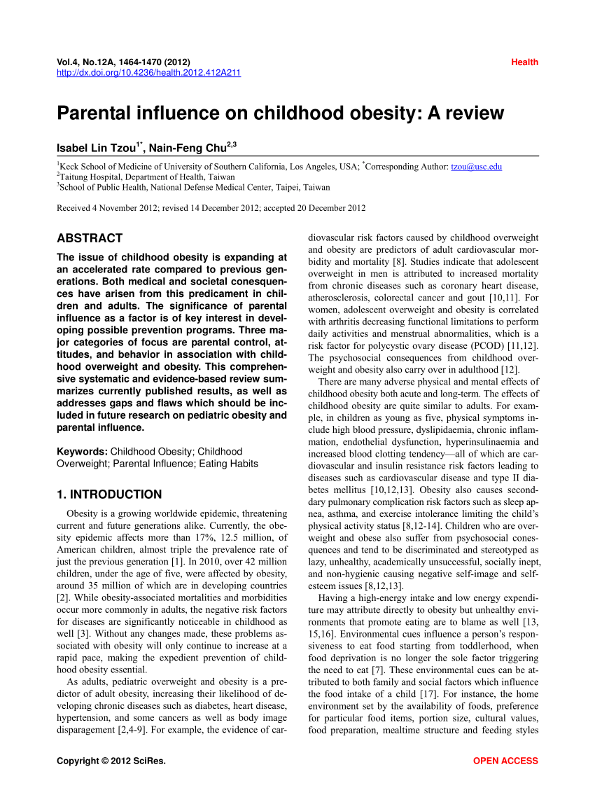 literature review on childhood obesity
