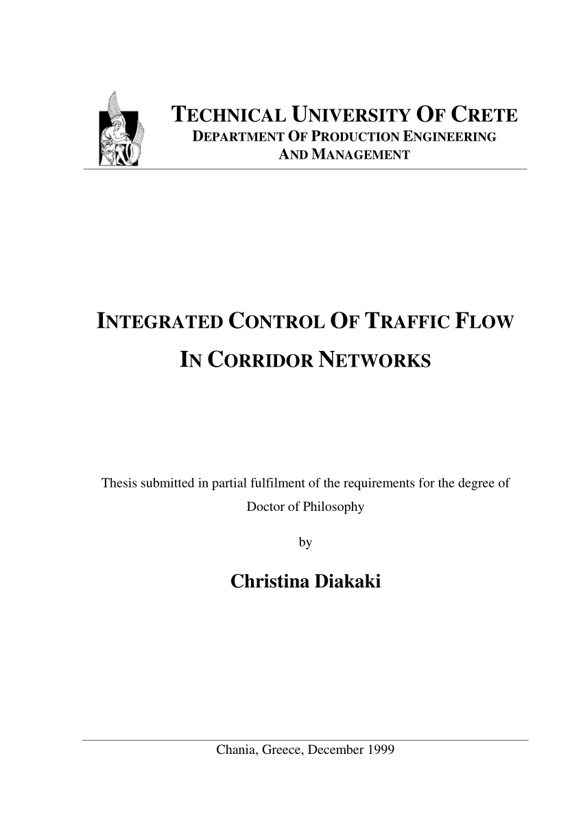 PDF) Integrated Control of Traffic Flow in Corridor Networks