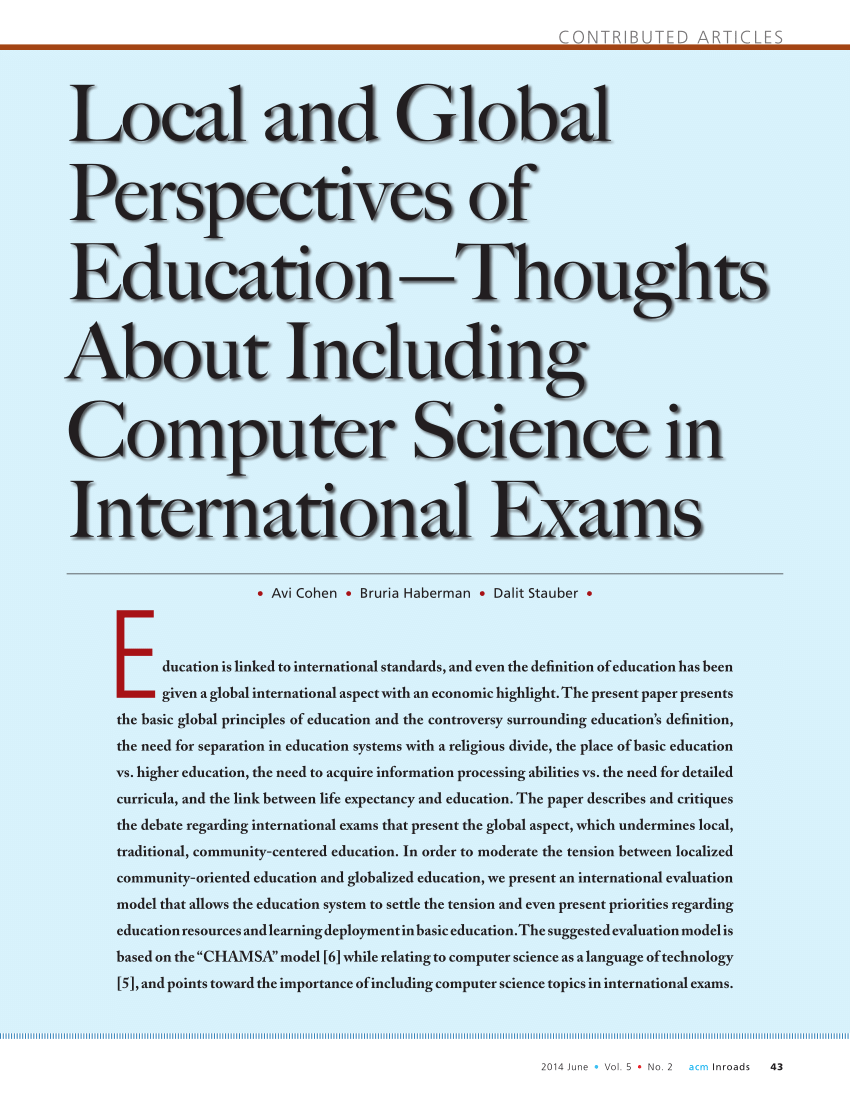 Pdf Local And Global Perspectives Of Education Thoughts About