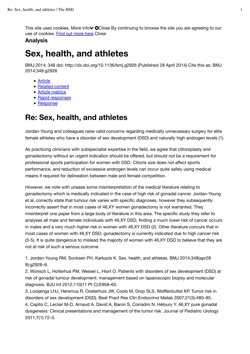 Pdf Re Sex Health And Athletes 7049