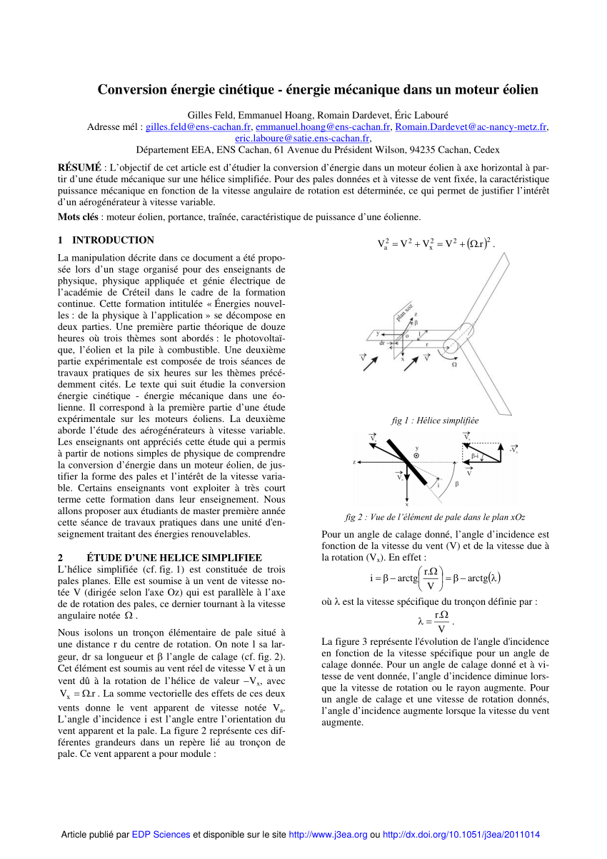 PDF) Conversion énergie cinétique - énergie mécanique dans un