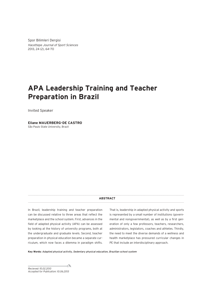 Pdf Apa Leadership Training And Teacher Preparation In Brazil Invited Speaker