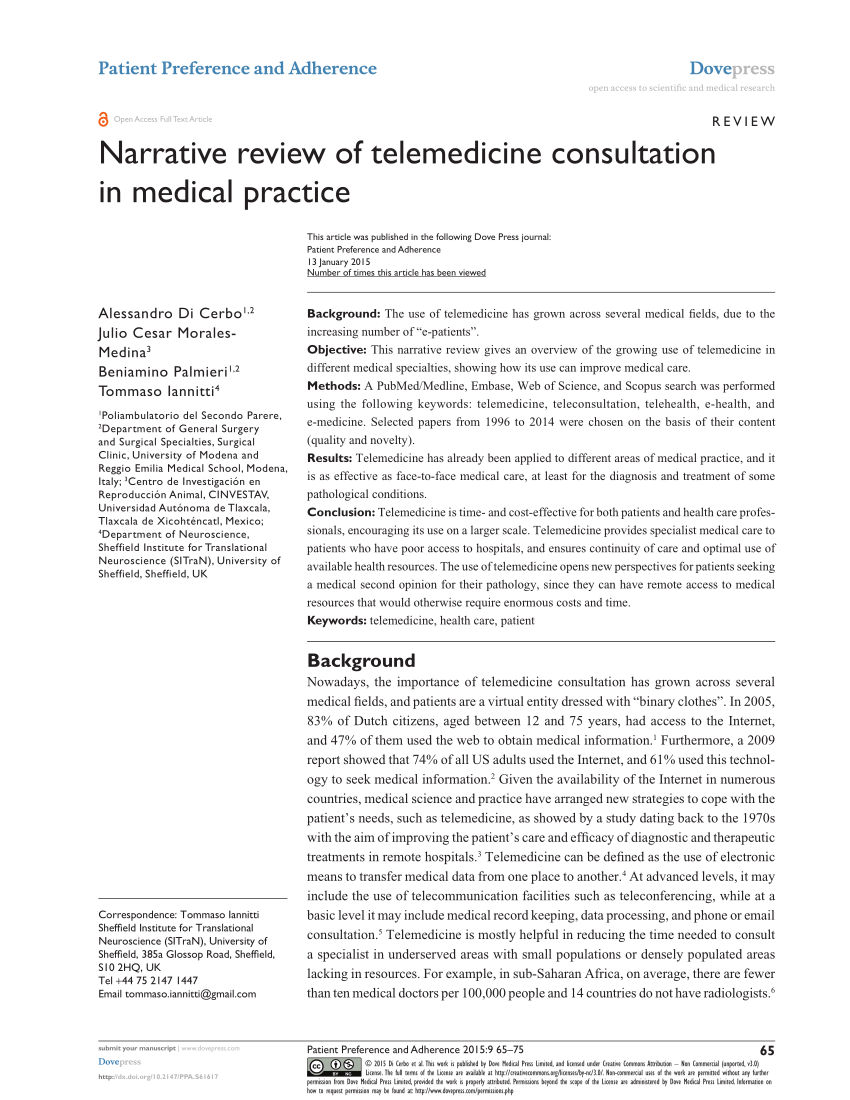 literature review of telemedicine