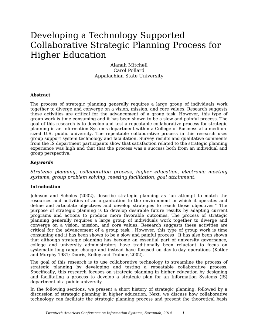 collaborative strategic planning in higher education