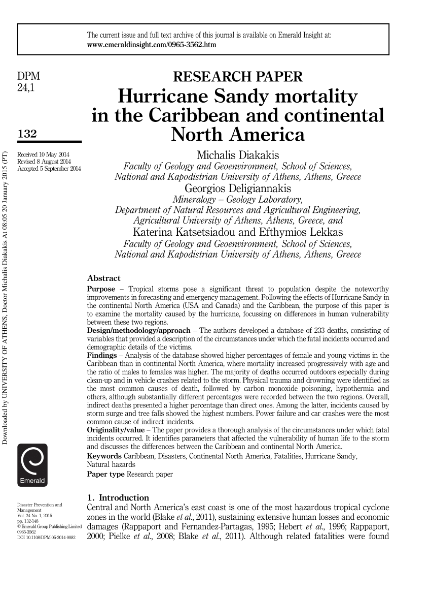 PDF) Hurricane Sandy mortality in the Caribbean and continental