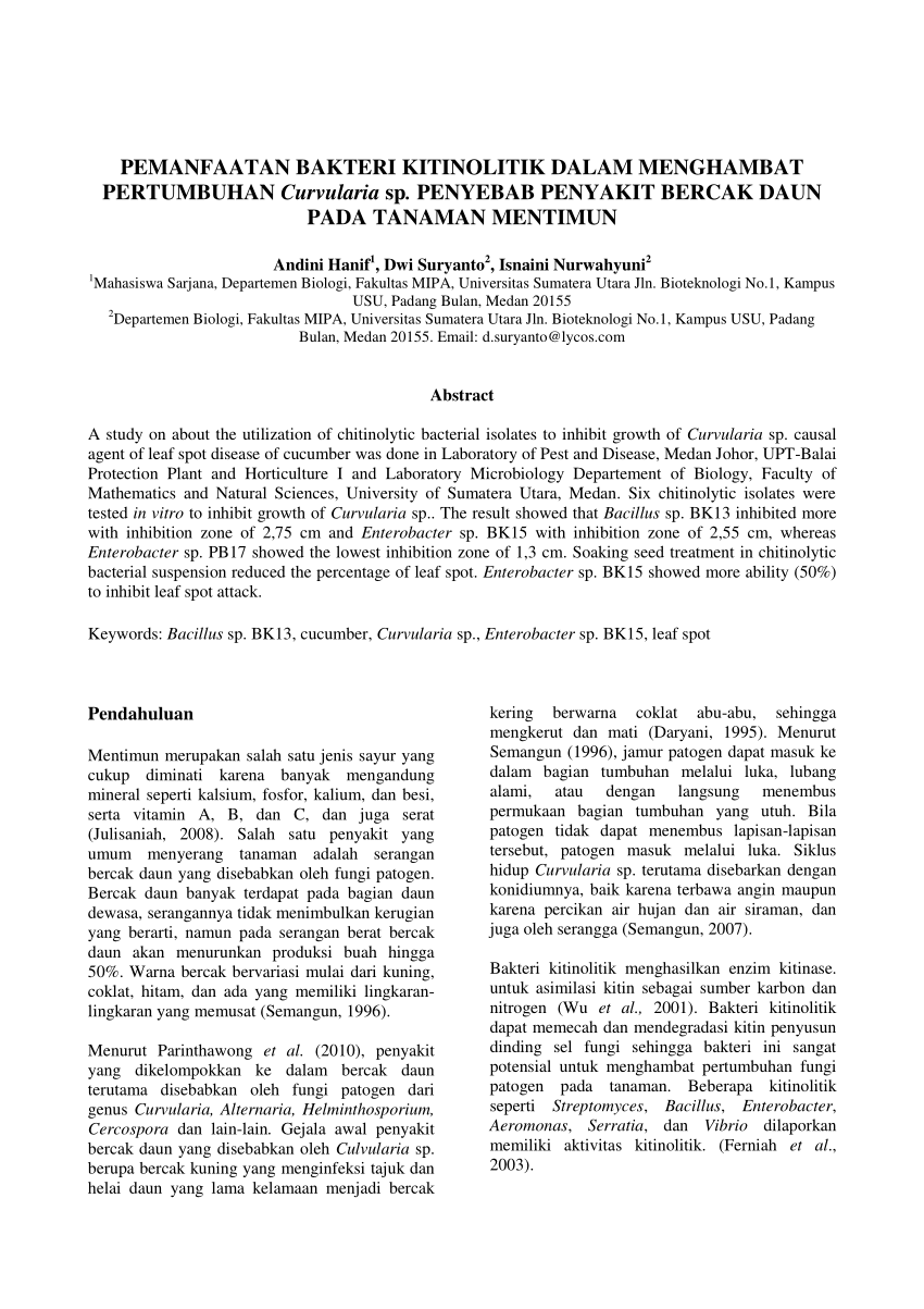 (PDF) Pemanfaatan Bakteri Kitinolitik Dalam Menghambat ...