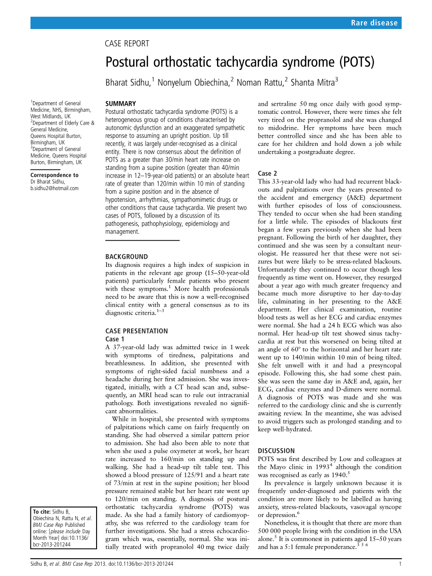 PDF) Postural orthostatic tachycardia syndrome (POTS)
