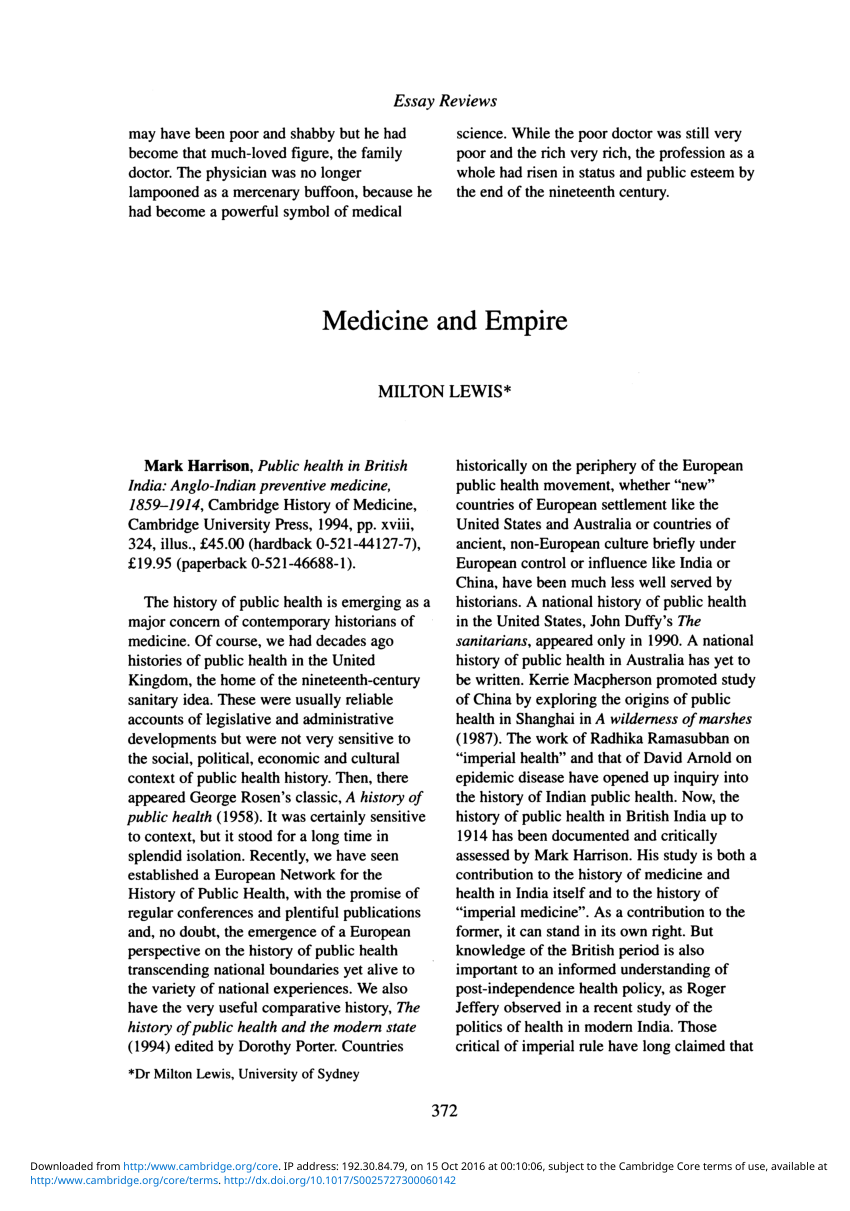 history of medicine essay pdf