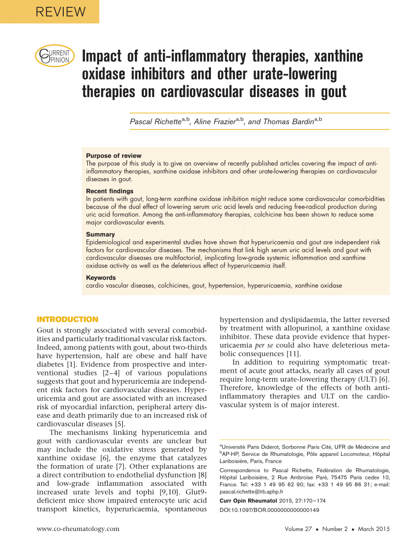 (PDF) Impact of anti-inflammatory therapies, xanthine oxidase ...